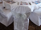 Pyewipe Inn, White Chair Cover Silver Organza Sash